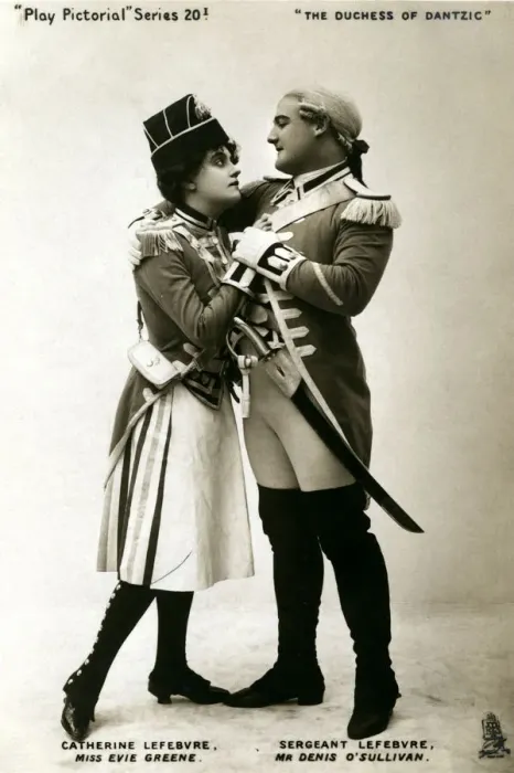 Framed Print : Evie Greene and Denis O Sullivan in a scene from The Duchess of Dantzig, early 20th century. Artist: Raphael Tuck & Sons Framed Print : Evie Greene and Denis O Sullivan in a scene from The Duchess of Dantzig, early 20th century. Artist: Raphael Tuck & Sons