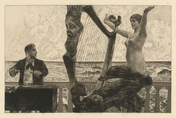 Framed Print : Evocation (Evocation). Creator: Max Klinger Framed Print : Evocation (Evocation). Creator: Max Klinger