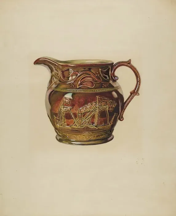Framed Print : Ewer - Fulton Steamboat, c. 1940. Creator: George Yanosko Framed Print : Ewer - Fulton Steamboat, c. 1940. Creator: George Yanosko