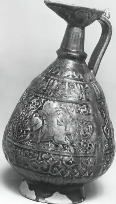 Framed Print : Ewer with Molded Inscriptions and Figures on Horseback, Iran Framed Print : Ewer with Molded Inscriptions and Figures on Horseback, Iran