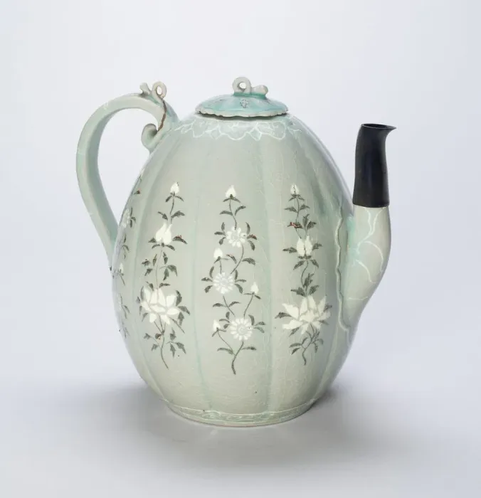 Framed Print : Ewer with Stylized Lotus Flowers and Chrysanthemums, Korea, Goryeo dynasty Framed Print : Ewer with Stylized Lotus Flowers and Chrysanthemums, Korea, Goryeo dynasty