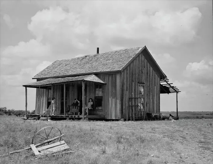 Framed Print : Ex-farm family, now on Works Progress Administration (WPA), US64, eastern Oklahoma, 1938. Creator: Dorothea Lange Framed Print : Ex-farm family, now on Works Progress Administration (WPA), US64, eastern Oklahoma, 1938. Creator: Dorothea Lange