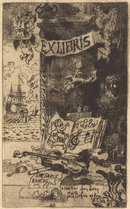 Framed Print : Ex-libris de Leon Lerey (Ex-libris of Leon Lerey), 1875 / 1877 Framed Print : Ex-libris de Leon Lerey (Ex-libris of Leon Lerey), 1875 / 1877