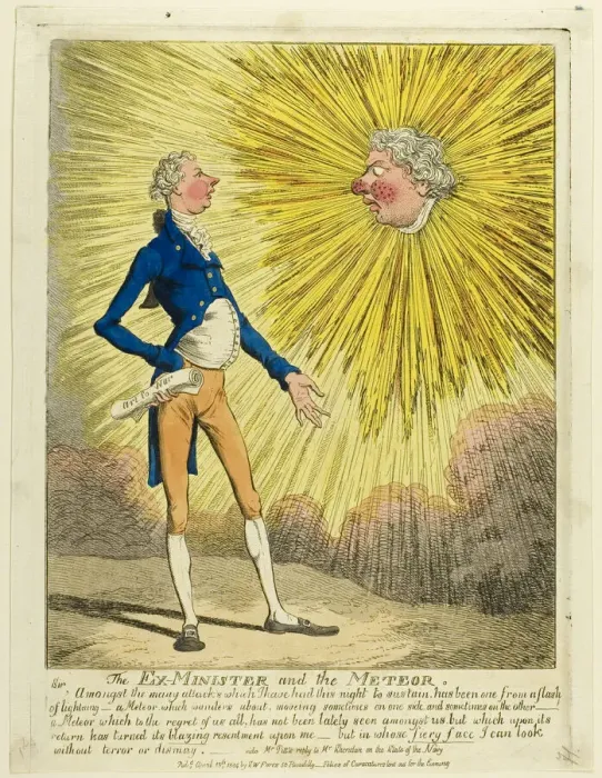 Framed Print : The Ex-Minister and the Meteor, published April 13, 1804. Creator: Charles Williams Framed Print : The Ex-Minister and the Meteor, published April 13, 1804. Creator: Charles Williams