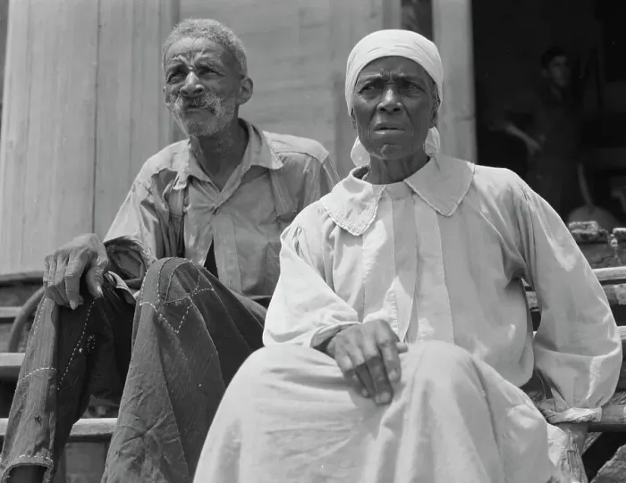 Framed Print : Ex-slave and wife who live in a decaying plantation house, Greene County, Georgia, 1937. Creator: Dorothea Lange Framed Print : Ex-slave and wife who live in a decaying plantation house, Greene County, Georgia, 1937. Creator: Dorothea Lange