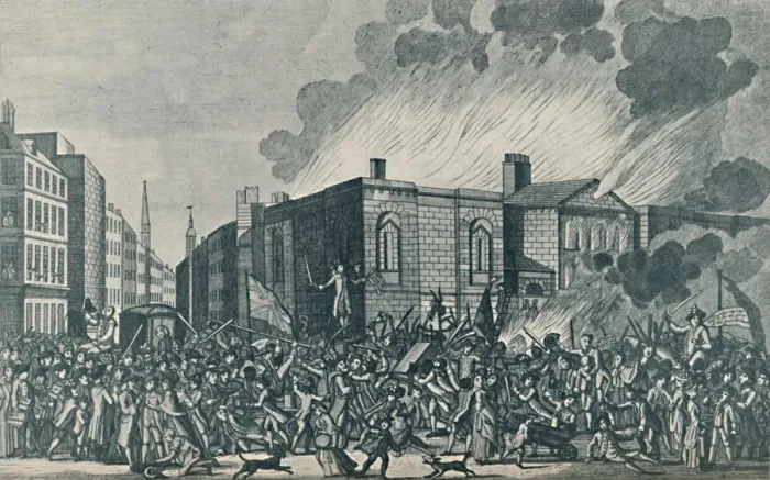 Framed Print : An exact representation of the burning, plundering and destruction of Newgate by Framed Print : An exact representation of the burning, plundering and destruction of Newgate by