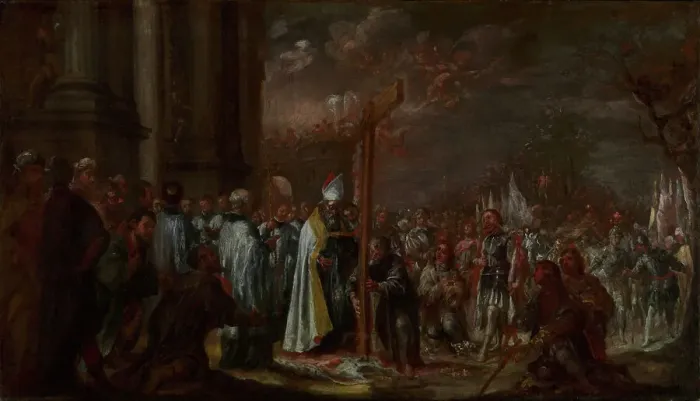 Framed Print : The Exaltation of the Cross, about 1680. Creator: Juan de Valdes Leal Framed Print : The Exaltation of the Cross, about 1680. Creator: Juan de Valdes Leal