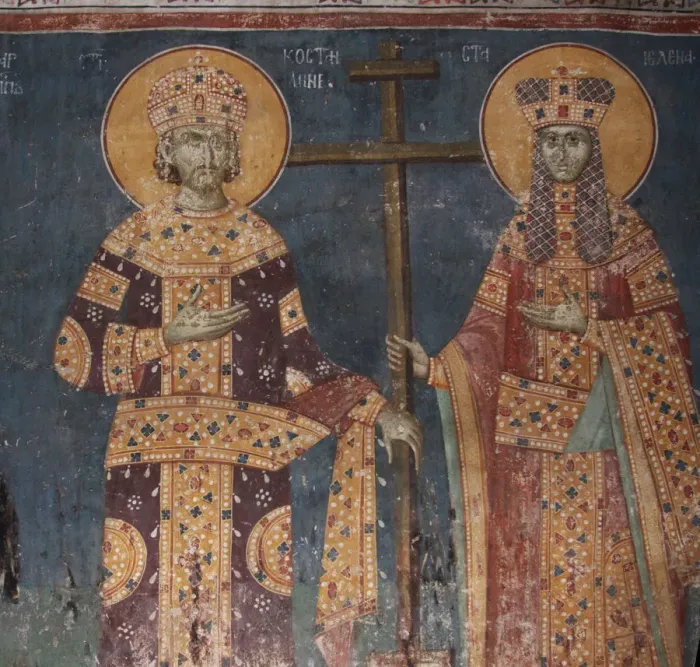Framed Print : Exaltation of the Cross. Saints Constantine the Great and Helena, 1321-1322. Artist: Anonymous Framed Print : Exaltation of the Cross. Saints Constantine the Great and Helena, 1321-1322. Artist: Anonymous
