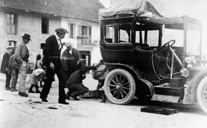 Framed Print : Examination of luggage on automobile, by Customs(?), France, 1905. Creator: Frances Benjamin Johnston Framed Print : Examination of luggage on automobile, by Customs(?), France, 1905. Creator: Frances Benjamin Johnston