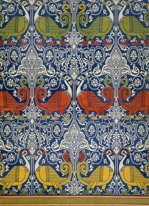 Framed Print : Example of printed Egyptian fabric, pub. 1877. Creator: Emile Prisse d Avennes (1807-79) Framed Print : Example of printed Egyptian fabric, pub. 1877. Creator: Emile Prisse d Avennes (1807-79)