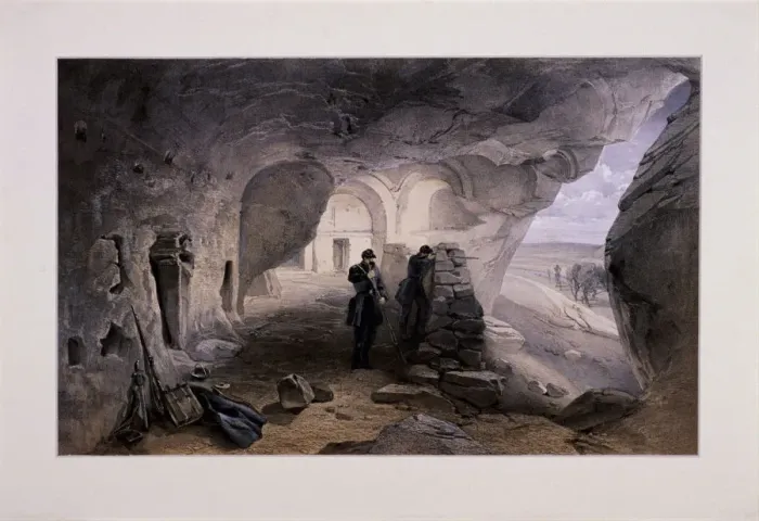 Framed Print : Excavated Church in the Caverns at Inkermann Looking West, Crimea, Ukraine, 1855 Framed Print : Excavated Church in the Caverns at Inkermann Looking West, Crimea, Ukraine, 1855