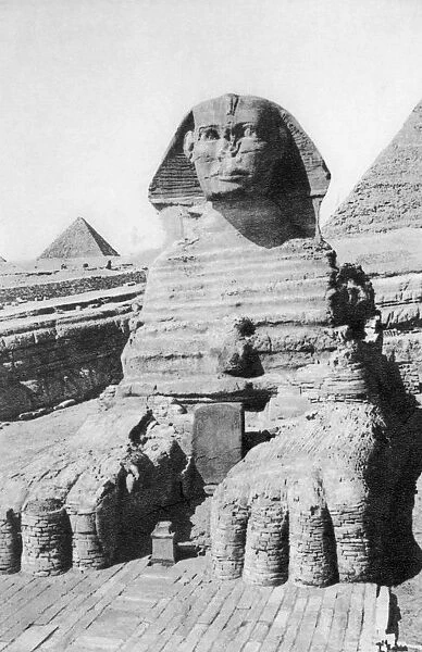 The excavated Sphinx, Cairo, Egypt, c1920s