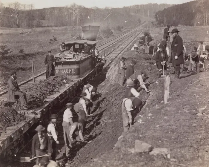 Framed Print : Excavating for Y at Devereaux Station, Orange & Alexandria Railroad, 1863 Framed Print : Excavating for Y at Devereaux Station, Orange & Alexandria Railroad, 1863