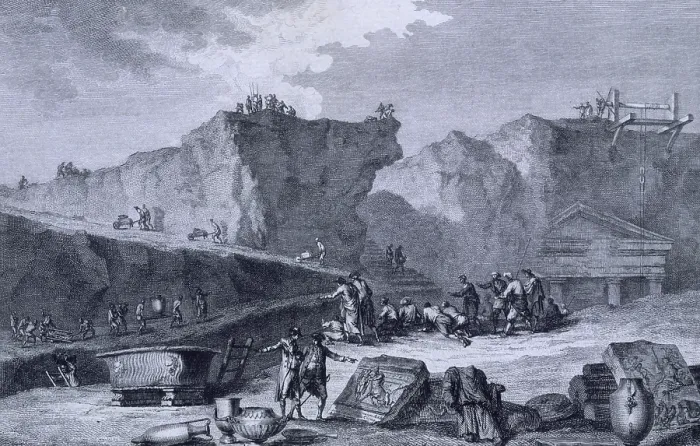 Framed Print : Excavation work at Herculaneum, Italy, 1781. Creator: Guttenberg Framed Print : Excavation work at Herculaneum, Italy, 1781. Creator: Guttenberg
