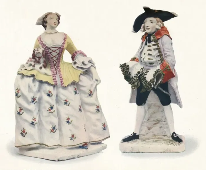 Framed Print : Exceptionally Rare Bow Porcelain Figures Decorated in Colours, c1750 Framed Print : Exceptionally Rare Bow Porcelain Figures Decorated in Colours, c1750