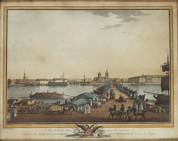The Exchange Bridge at the Vasilievsky Island, 1799. Artist: Paterssen, Benjamin (1748-1815)