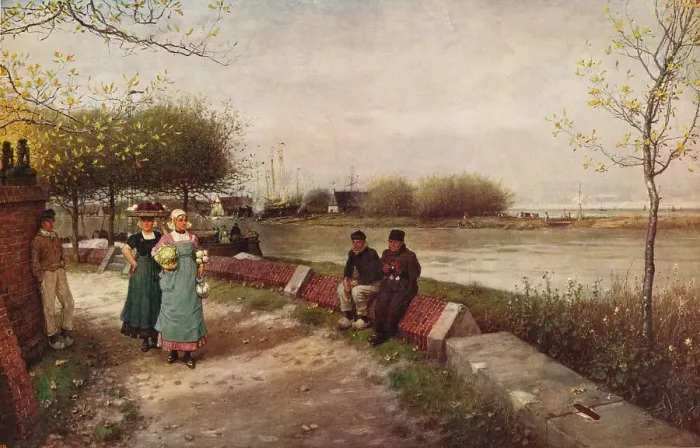 Framed Print : An Exchange of Greetings, c1900. Artist: George Henry Boughton Framed Print : An Exchange of Greetings, c1900. Artist: George Henry Boughton