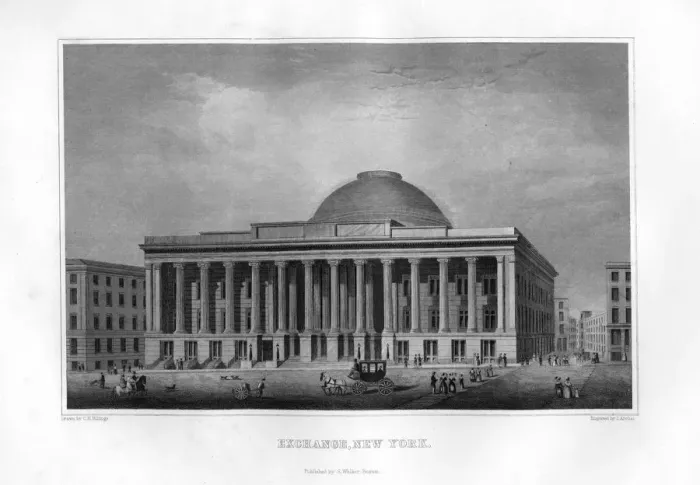 Framed Print : Exchange, New York, 1855. Artist: J Archer Framed Print : Exchange, New York, 1855. Artist: J Archer