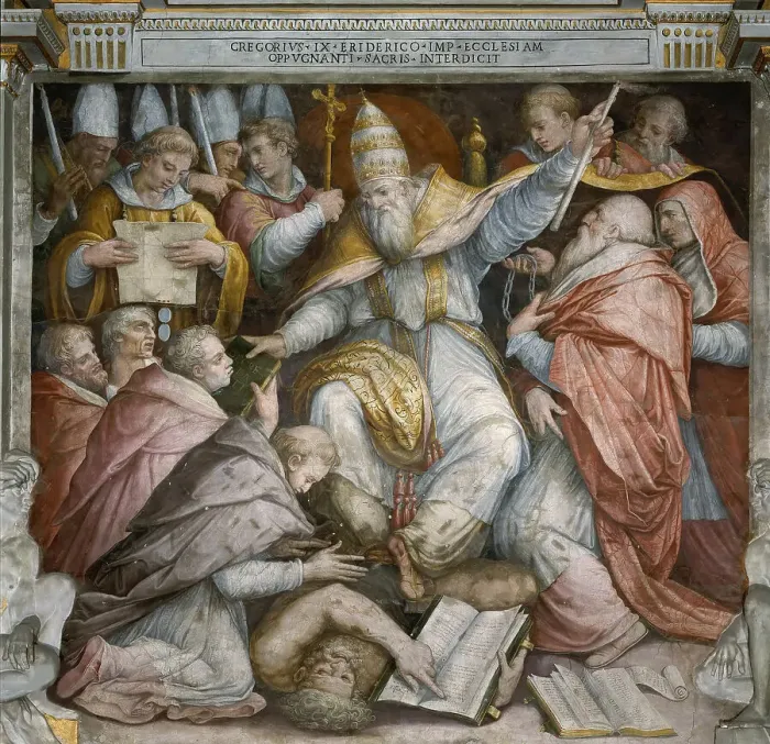 Framed Print : The Excommunication of Frederick II by Pope Gregory IX, 1573. Creator: Vasari, Giorgio (1511-1574) Framed Print : The Excommunication of Frederick II by Pope Gregory IX, 1573. Creator: Vasari, Giorgio (1511-1574)
