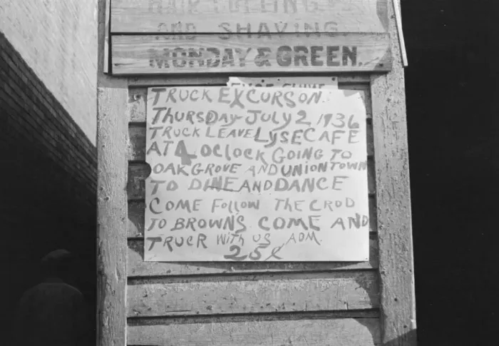 Framed Print : Excursion sign, Alabama, 1936. Creator: Walker Evans Framed Print : Excursion sign, Alabama, 1936. Creator: Walker Evans