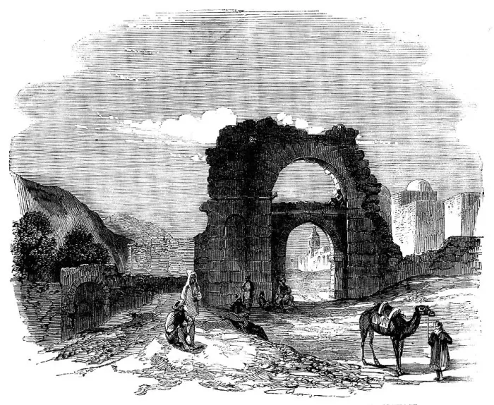 Framed Print : An Excursion from Tunis to Zowan - Roman and Saracen Entrance-Gate to Zowan...1858. Creator: Unknown Framed Print : An Excursion from Tunis to Zowan - Roman and Saracen Entrance-Gate to Zowan...1858. Creator: Unknown
