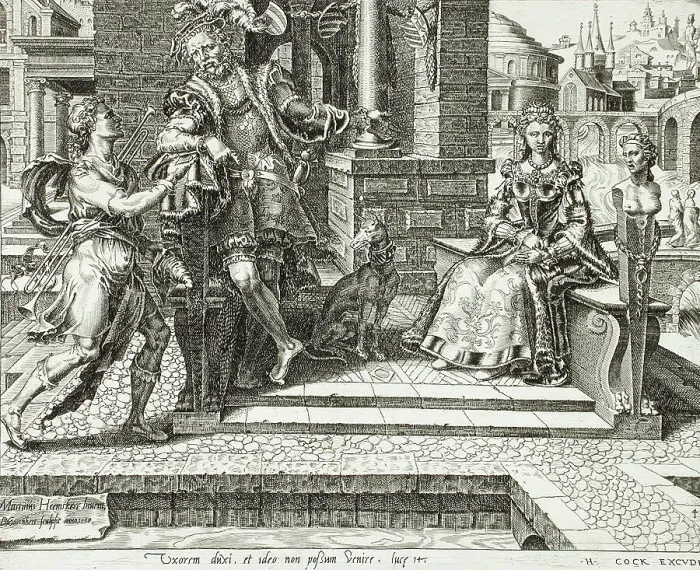 Framed Print : The Third Excuse: the Man who Married a Wife, 1559. Creator: Dirck Volkertsen Coornhert Framed Print : The Third Excuse: the Man who Married a Wife, 1559. Creator: Dirck Volkertsen Coornhert