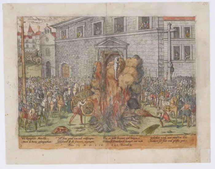 Framed Print : The Execution of Anne du Bourg on December 23, 1559, 1568. Artist: Perrissin, Jean Jacques (1536 / 1538-after 1611) Framed Print : The Execution of Anne du Bourg on December 23, 1559, 1568. Artist: Perrissin, Jean Jacques (1536 / 1538-after 1611)