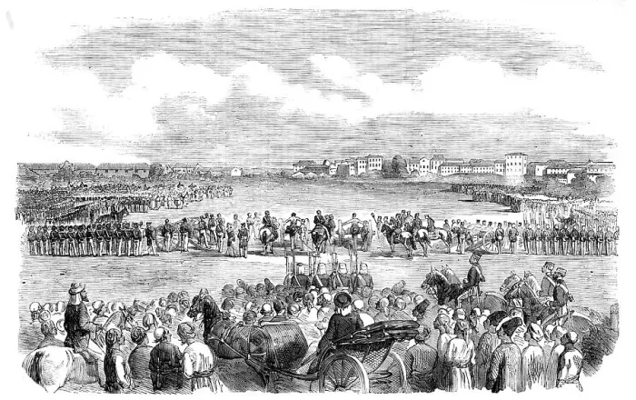 Framed Print : Execution at Bombay of a Mutinous Havildar and Sepoy, by Blowing from Guns, 1857. Creator: Unknown Framed Print : Execution at Bombay of a Mutinous Havildar and Sepoy, by Blowing from Guns, 1857. Creator: Unknown