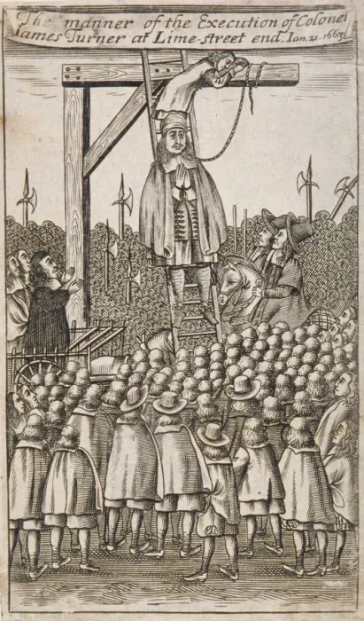Framed Print : Execution of a criminal, Lime Street, City of London, 1664 Framed Print : Execution of a criminal, Lime Street, City of London, 1664