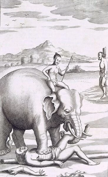 An execution by an elephant, pub. 1681. Creator: Robert Knox (1641-1720)