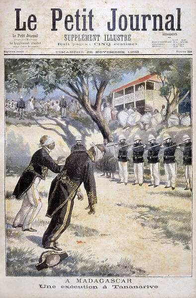Execution by firing squad in Tananarive, (Antananarivo), Madagascar, 1896. Artist: F Meaulle