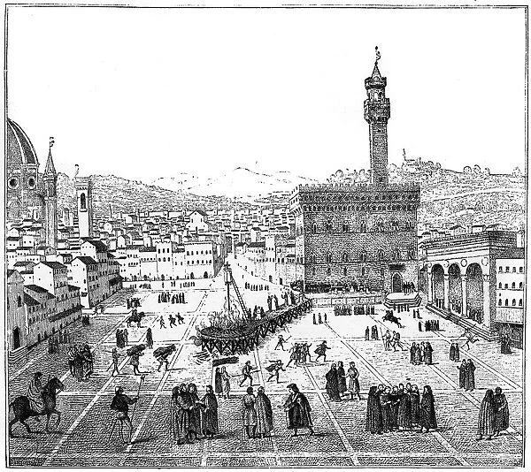 The execution of Girolamo Savonarola in the Piazza Della Signoria, Florence, 1882