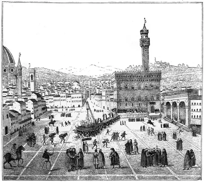 Framed Print : The execution of Girolamo Savonarola in the Piazza Della Signoria, Florence, 1882 Framed Print : The execution of Girolamo Savonarola in the Piazza Della Signoria, Florence, 1882