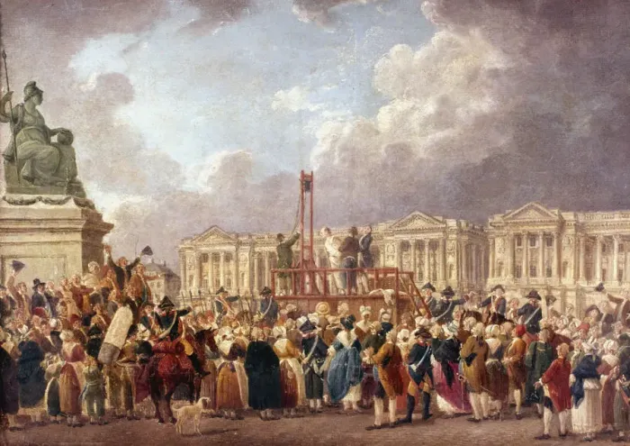 Framed Print : Execution by Guillotine in Paris during the French Revolution, 1790s (1793-1807). Artist: Pierre Antoine de Machy Framed Print : Execution by Guillotine in Paris during the French Revolution, 1790s (1793-1807). Artist: Pierre Antoine de Machy