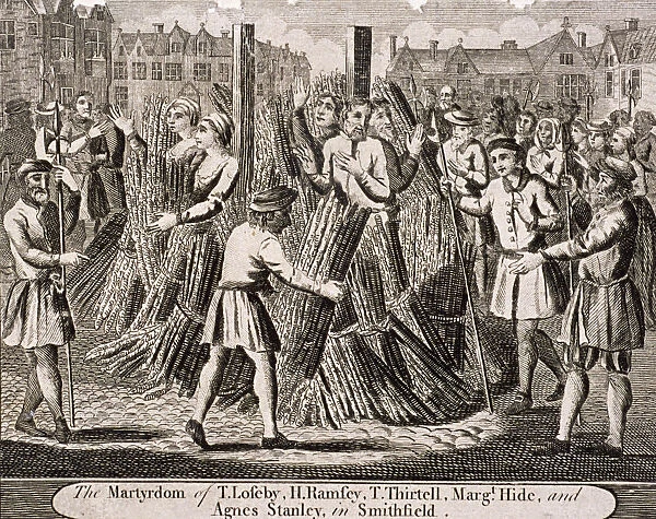 Execution of protestants at Smithfield, 1557, (c1720)