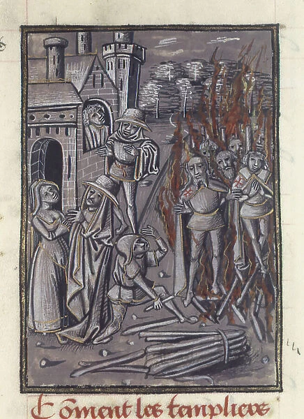 Execution of the Templars. From Chronique de Baudouin d'Avesnes, ca 1470. Creator: Anonymous