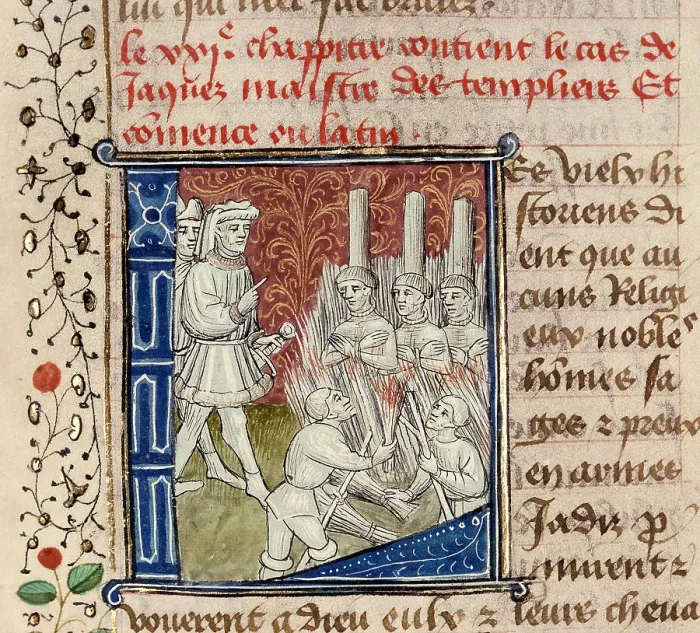 Framed Print : Execution of the Templars. From: De casibus virorum illustrium by Giovanni Boccaccio, ca 1435-1440. Creator: Anonymous Framed Print : Execution of the Templars. From: De casibus virorum illustrium by Giovanni Boccaccio, ca 1435-1440. Creator: Anonymous