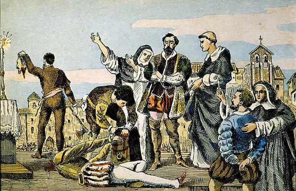 Execution in Villalar in 1521 of the three commoner leaders: Juan de Padilla, Juan Bravo