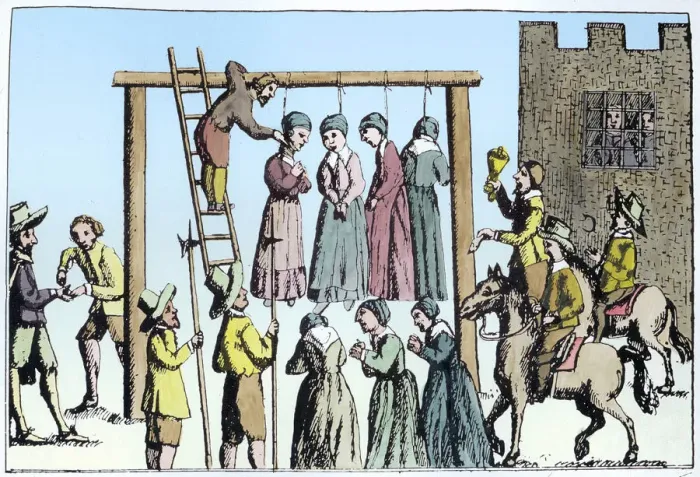 Framed Print : An execution of witches in England, 17th century Framed Print : An execution of witches in England, 17th century