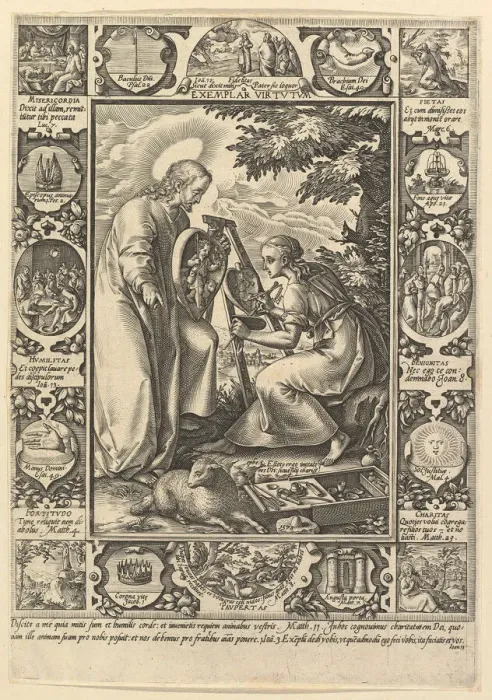 Framed Print : Exemplar Virtutum, from the Allegorical Scenes from the Life of Christ. n. d Framed Print : Exemplar Virtutum, from the Allegorical Scenes from the Life of Christ. n. d