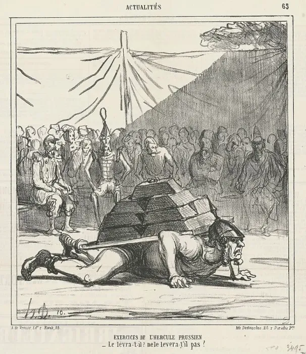 Framed Print : Exercises de l'Hercule Prussien, 19th century. Creator: Honore Daumier Framed Print : Exercises de l'Hercule Prussien, 19th century. Creator: Honore Daumier