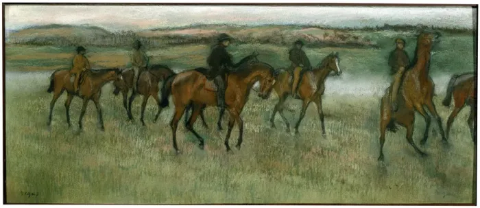 Framed Print : Exercising Racehorses, c1880. Artist: Edgar Degas Framed Print : Exercising Racehorses, c1880. Artist: Edgar Degas