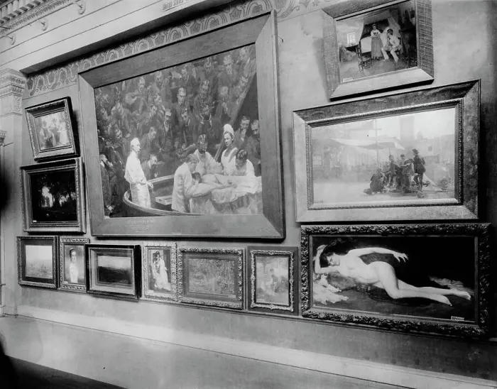 Framed Print : Exhibit in art gallery, World's Columbian Exposition, Chicago, Illinois, 1893. Creator: Unknown Framed Print : Exhibit in art gallery, World's Columbian Exposition, Chicago, Illinois, 1893. Creator: Unknown