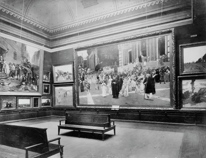 Framed Print : Exhibit in art gallery, World's Columbian Exposition, Chicago, Illinois, 1893. Creator: Unknown Framed Print : Exhibit in art gallery, World's Columbian Exposition, Chicago, Illinois, 1893. Creator: Unknown