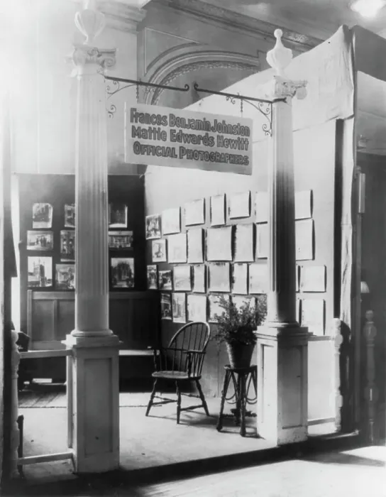 Framed Print : Exhibit display area for architectural photographs by Frances Benjamin Johnston... c1910 - c1912. Creator: Frances Benjamin Johnston. Exhibit display area for architectural photographs by Frances Benjamin Johnston... c1910 - c1912 Framed Print : Exhibit display area for architectural photographs by Frances Benjamin Johnston... c1910 - c1912. Creator: Frances Benjamin Johnston. Exhibit display area for architectural photographs by Frances Benjamin Johnston... c1910 - c1912