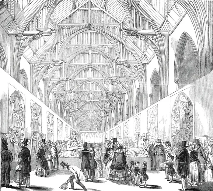 Framed Print : The Exhibition of Cartoons in Westminster Hall, 1845. Creator: Unknown Framed Print : The Exhibition of Cartoons in Westminster Hall, 1845. Creator: Unknown