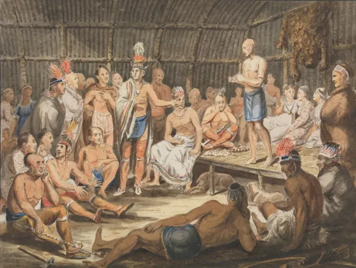Framed Print : Exhibition of Indian Tribal Ceremonies at the Olympic Theater, Philadelphia, 1811-ca Framed Print : Exhibition of Indian Tribal Ceremonies at the Olympic Theater, Philadelphia, 1811-ca