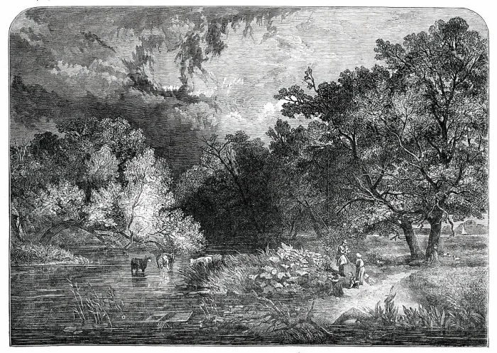 Framed Print : Exhibition of the National Institution - A Woodland River - painted by S. R. Percy, 1850. Creator: Unknown. Exhibition of the National Institution - A Woodland River - painted by S. R. Percy, 1850. Creator: Unknown Framed Print : Exhibition of the National Institution - A Woodland River - painted by S. R. Percy, 1850. Creator: Unknown. Exhibition of the National Institution - A Woodland River - painted by S. R. Percy, 1850. Creator: Unknown