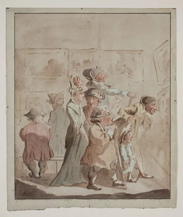 Framed Print : An Exhibition of Paintings, late 18th century. Creator: Unknown Framed Print : An Exhibition of Paintings, late 18th century. Creator: Unknown