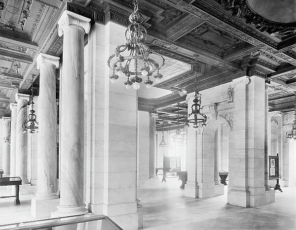 Exhibition room, the New York Public Library, between 1910 and 1920. Creator: Unknown